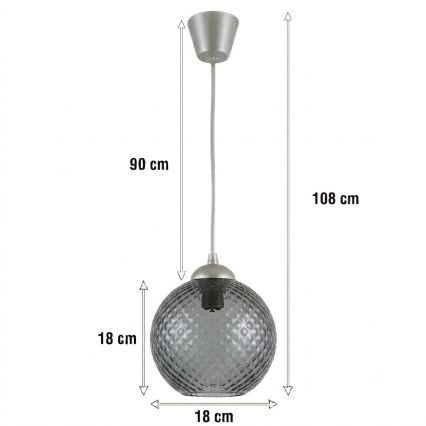 Brilagi - LED Lustr na lanku RETRO GLASS 1xE27/60W/230V pr. 18 cm stříbrná/kouřová šedá