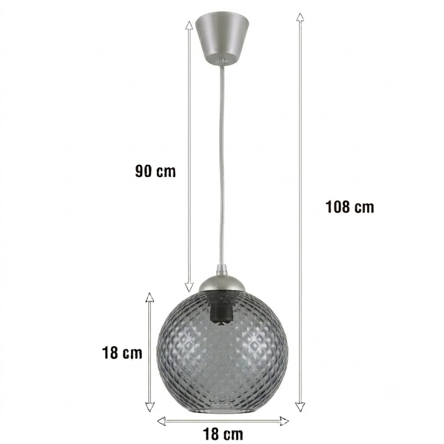 Brilagi - LED Lustr na lanku RETRO GLASS 1xE27/60W/230V pr. 18 cm stříbrná/kouřová šedá