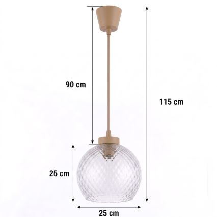 Brilagi - LED Lustr na lanku RETRO GLASS 1xE27/60W/230V pr. 25 cm béžová/kouřová šedá