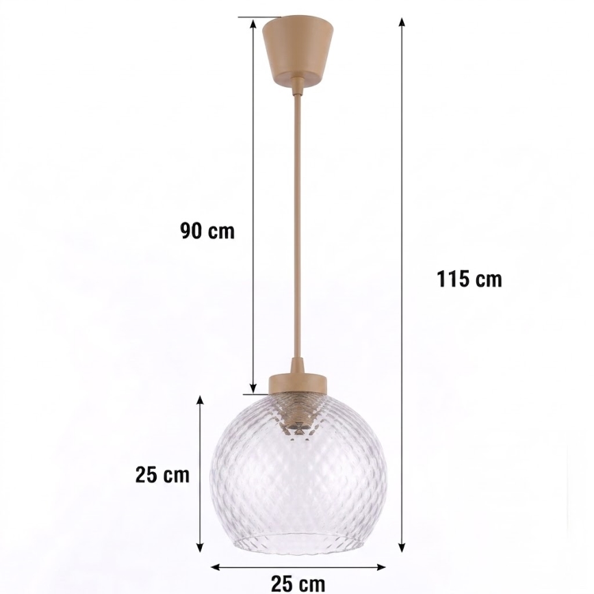 Brilagi - LED Lustr na lanku RETRO GLASS 1xE27/60W/230V pr. 25 cm béžová/kouřová šedá