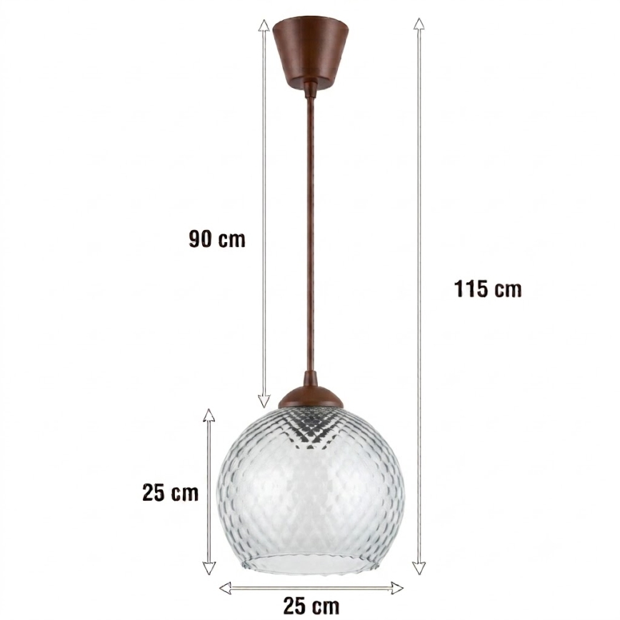 Brilagi - LED Lustr na lanku RETRO GLASS 1xE27/60W/230V pr. 25 cm hnědá/kouřová šedá