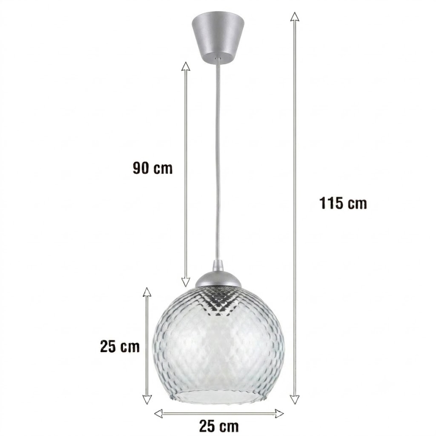Brilagi - LED Lustr na lanku RETRO GLASS 1xE27/60W/230V pr. 25 cm stříbrná/kouřová šedá