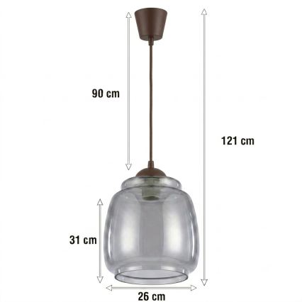 Brilagi - LED Lustr na lanku RETRO GLASS 1xE27/60W/230V pr. 26 cm hnědá/kouřová šedá