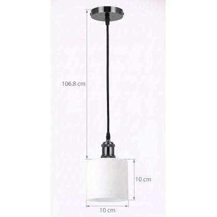 BRILAGI - LED Lustr na lanku RETRO GLASS 1xE27/60W/230V pr. 10 cm černá/bílá