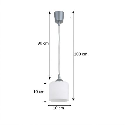 Brilagi - LED Lustr na lanku RETRO GLASS 1xE27/60W/230V pr. 10 cm stříbrná/bílá