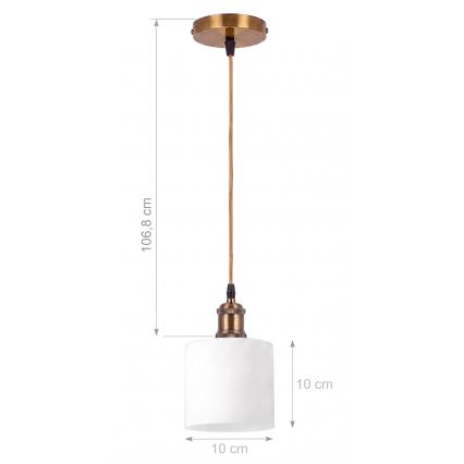BRILAGI - LED Lustr na lanku RETRO GLASS 1xE27/60W/230V pr. 10 cm zlatá/bílá