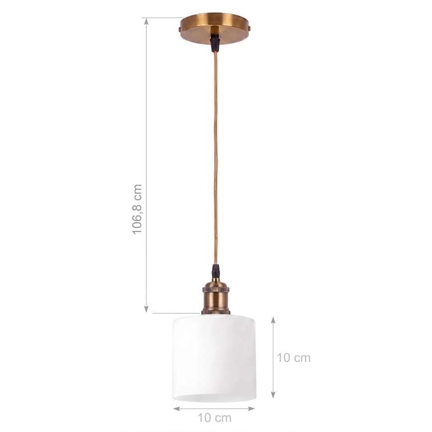 BRILAGI - LED Lustr na lanku RETRO GLASS 1xE27/60W/230V pr. 10 cm zlatá/bílá