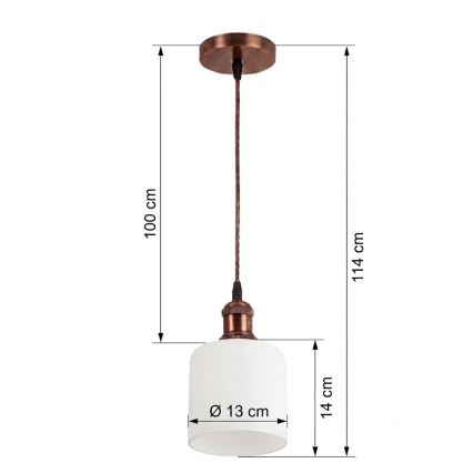 Brilagi - LED Lustr na lanku RETRO GLASS 1xE27/60W/230V pr. 13 cm měděná/bílá