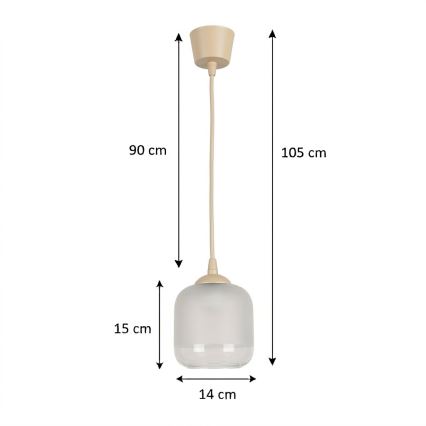 Brilagi - LED Lustr na lanku RETRO GLASS 1xE27/60W/230V pr. 14 cm béžová/bílá