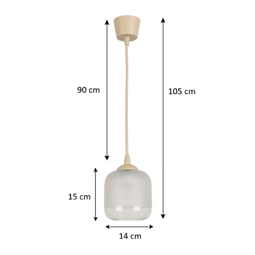 Brilagi - LED Lustr na lanku RETRO GLASS 1xE27/60W/230V pr. 14 cm béžová/bílá