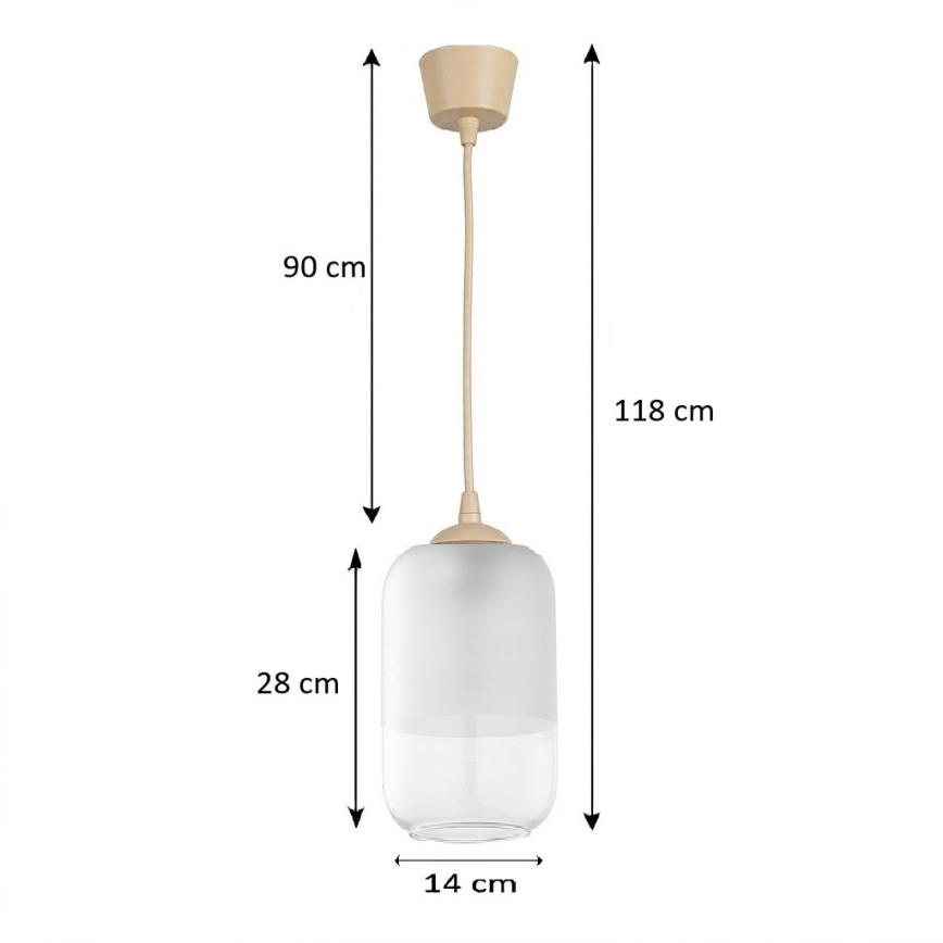 Brilagi - LED Lustr na lanku RETRO GLASS 1xE27/60W/230V pr. 14 cm béžová/bílá