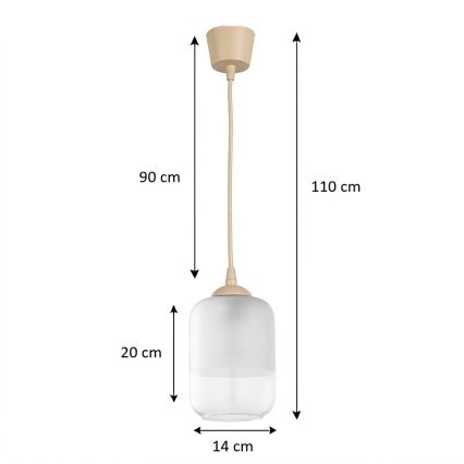 Brilagi - LED Lustr na lanku RETRO GLASS 1xE27/60W/230V pr. 14 cm béžová/bílá
