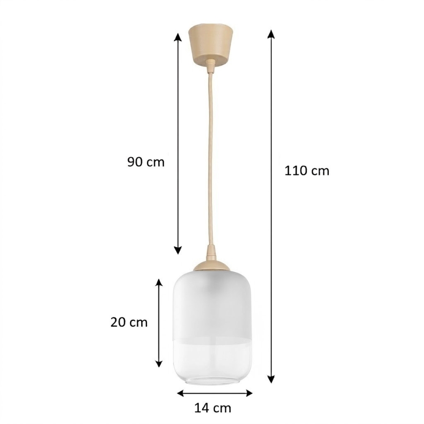 Brilagi - LED Lustr na lanku RETRO GLASS 1xE27/60W/230V pr. 14 cm béžová/bílá