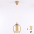 Brilagi - LED Lustr na lanku RETRO GLASS 1xE27/60W/230V pr. 14 cm béžová/kouřová hnědá