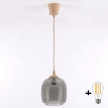 Brilagi - LED Lustr na lanku RETRO GLASS 1xE27/60W/230V pr. 14 cm béžová/kouřová šedá