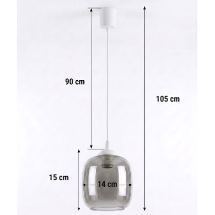Brilagi - LED Lustr na lanku RETRO GLASS 1xE27/60W/230V pr. 14 cm bílá/kouřová šedá