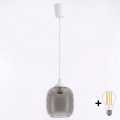 Brilagi - LED Lustr na lanku RETRO GLASS 1xE27/60W/230V pr. 14 cm bílá/kouřová šedá