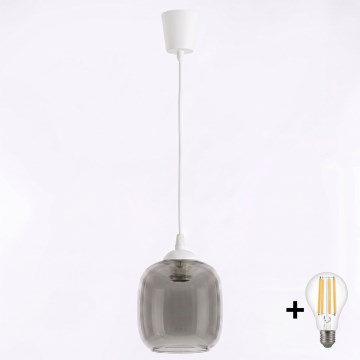 Brilagi - LED Lustr na lanku RETRO GLASS 1xE27/60W/230V pr. 14 cm bílá/kouřová šedá