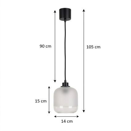 Brilagi - LED Lustr na lanku RETRO GLASS 1xE27/60W/230V pr. 14 cm černá/bílá
