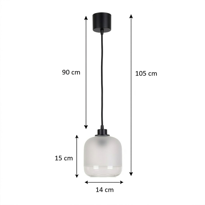 Brilagi - LED Lustr na lanku RETRO GLASS 1xE27/60W/230V pr. 14 cm černá/bílá