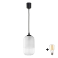 Brilagi - LED Lustr na lanku RETRO GLASS 1xE27/60W/230V pr. 14 cm černá/bílá