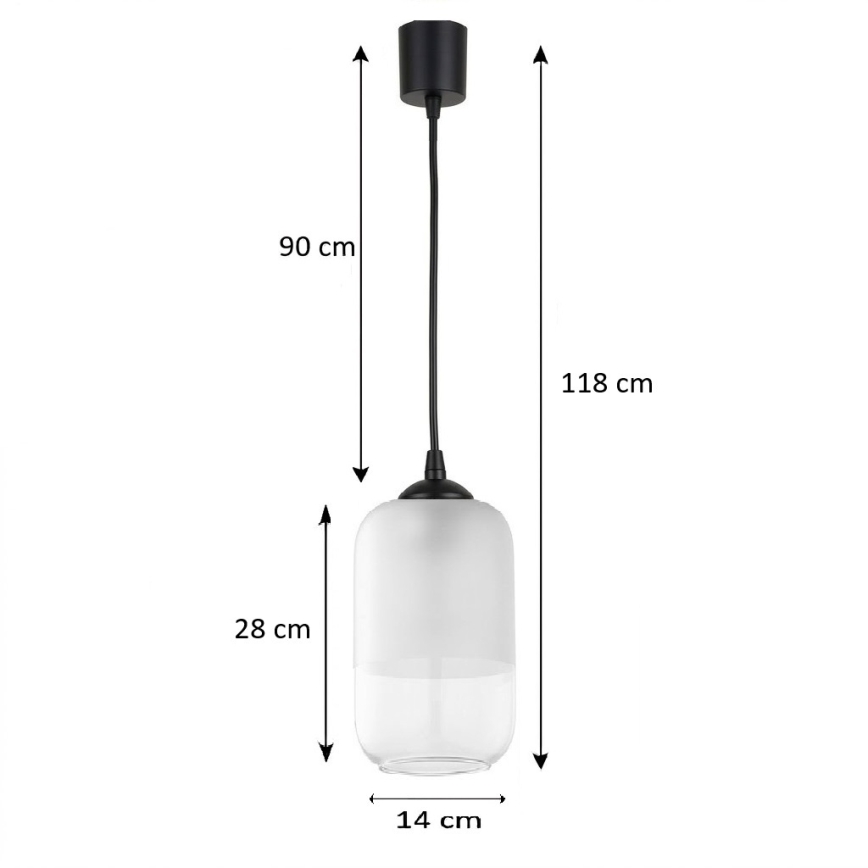 Brilagi - LED Lustr na lanku RETRO GLASS 1xE27/60W/230V pr. 14 cm černá/bílá