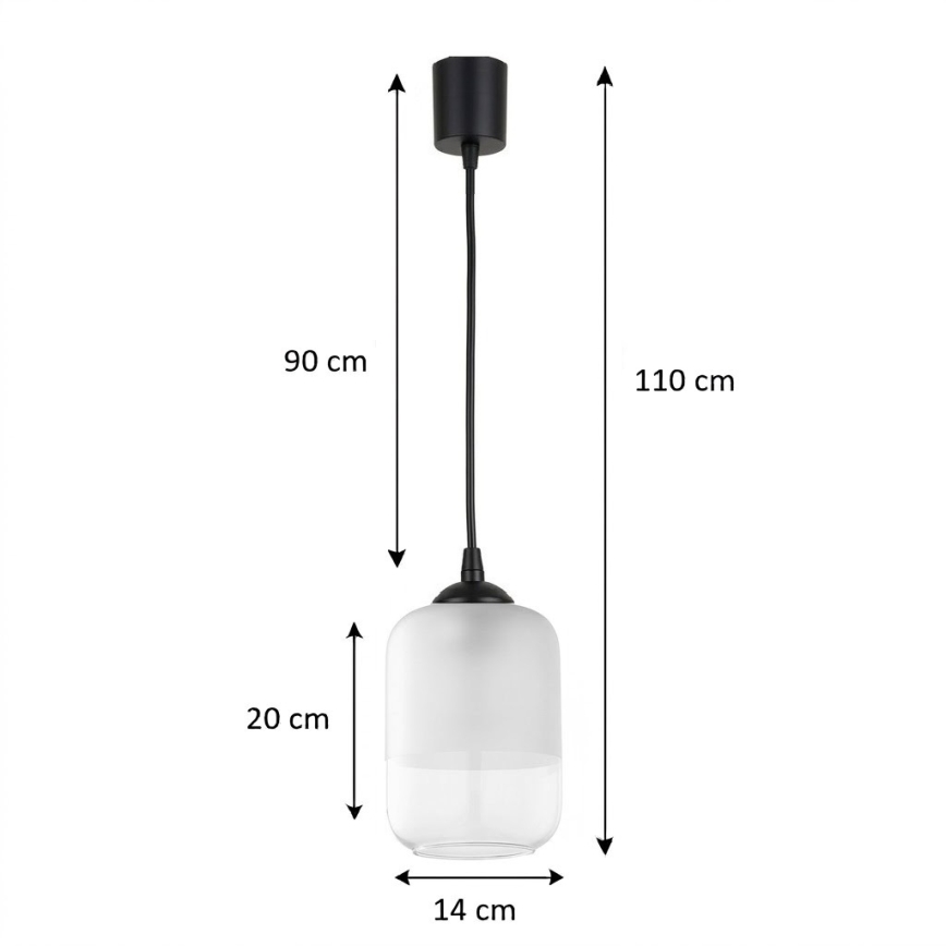 Brilagi - LED Lustr na lanku RETRO GLASS 1xE27/60W/230V pr. 14 cm černá/bílá