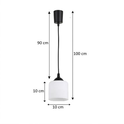 Brilagi - LED Lustr na lanku RETRO GLASS 1xE27/60W/230V pr. 14 cm černá/bílá