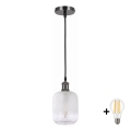 BRILAGI - LED Lustr na lanku RETRO GLASS 1xE27/60W/230V pr. 14 cm černá/bílá