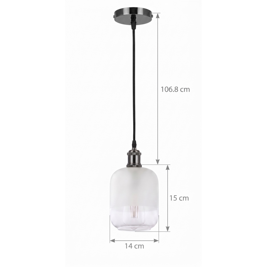 BRILAGI - LED Lustr na lanku RETRO GLASS 1xE27/60W/230V pr. 14 cm černá/bílá