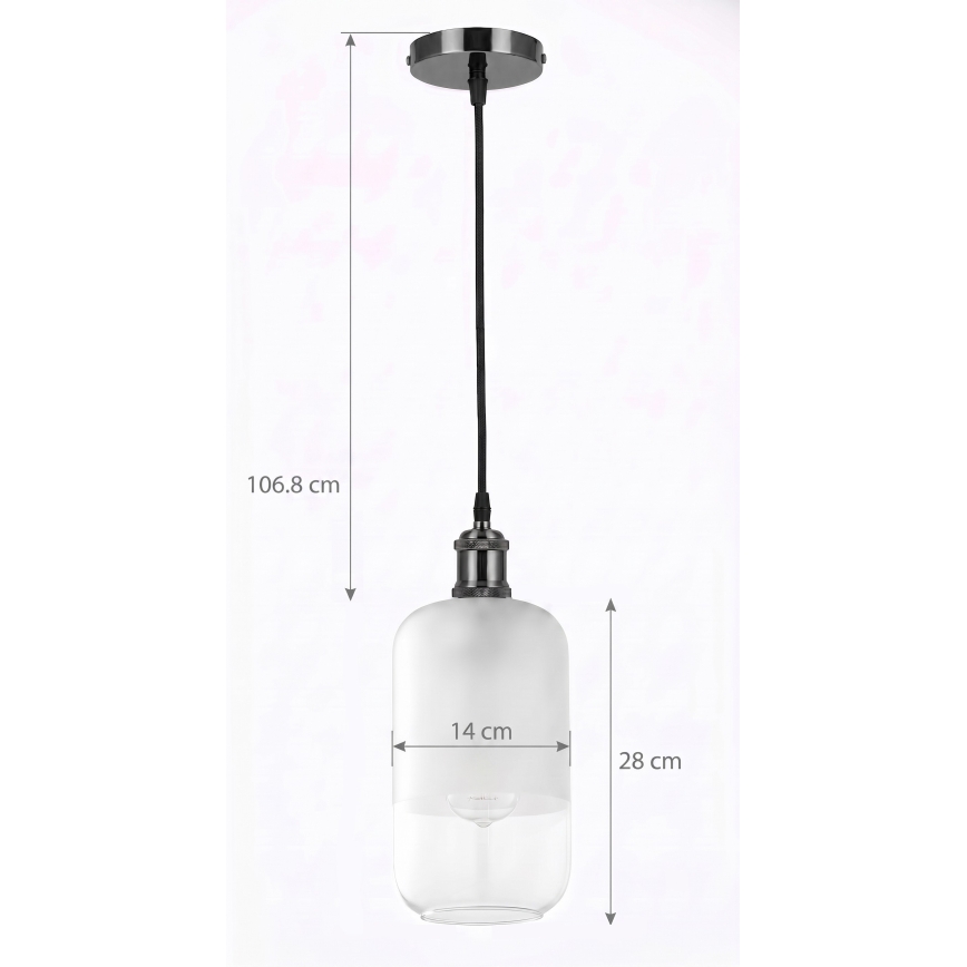 BRILAGI - LED Lustr na lanku RETRO GLASS 1xE27/60W/230V pr. 14 cm černá/bílá