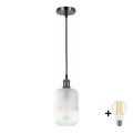 BRILAGI - LED Lustr na lanku RETRO GLASS 1xE27/60W/230V pr. 14 cm černá/bílá