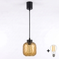 Brilagi - LED Lustr na lanku RETRO GLASS 1xE27/60W/230V pr. 14 cm černá/kouřová hnědá