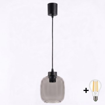 Brilagi - LED Lustr na lanku RETRO GLASS 1xE27/60W/230V pr. 14 cm černá/kouřová šedá