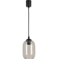 Brilagi - LED Lustr na lanku RETRO GLASS 1xE27/60W/230V pr. 14 cm černá/kouřová šedá