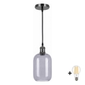 BRILAGI - LED Lustr na lanku RETRO GLASS 1xE27/60W/230V pr. 14 cm černá/kouřová šedá