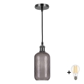 BRILAGI - LED Lustr na lanku RETRO GLASS 1xE27/60W/230V pr. 14 cm černá/kouřová šedá
