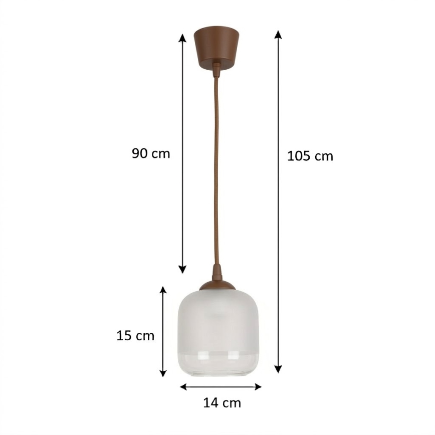 Brilagi - LED Lustr na lanku RETRO GLASS 1xE27/60W/230V pr. 14 cm hnědá/bílá