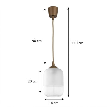 Brilagi - LED Lustr na lanku RETRO GLASS 1xE27/60W/230V pr. 14 cm hnědá/bílá