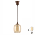 Brilagi - LED Lustr na lanku RETRO GLASS 1xE27/60W/230V pr. 14 cm hnědá/kouřová hnědá