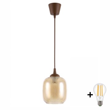 Brilagi - LED Lustr na lanku RETRO GLASS 1xE27/60W/230V pr. 14 cm hnědá/kouřová hnědá