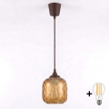 Brilagi - LED Lustr na lanku RETRO GLASS 1xE27/60W/230V pr. 14 cm hnědá/kouřová hnědá