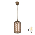 Brilagi - LED Lustr na lanku RETRO GLASS 1xE27/60W/230V pr. 14 cm hnědá//kouřová hnědá