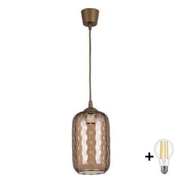 Brilagi - LED Lustr na lanku RETRO GLASS 1xE27/60W/230V pr. 14 cm hnědá//kouřová hnědá