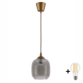 Brilagi - LED Lustr na lanku RETRO GLASS 1xE27/60W/230V pr. 14 cm hnědá/kouřová šedá