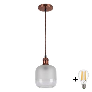 Brilagi - LED Lustr na lanku RETRO GLASS 1xE27/60W/230V pr. 14 cm měděná/bílá