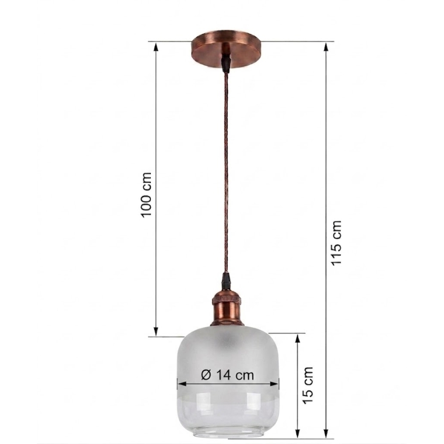 Brilagi - LED Lustr na lanku RETRO GLASS 1xE27/60W/230V pr. 14 cm měděná/bílá