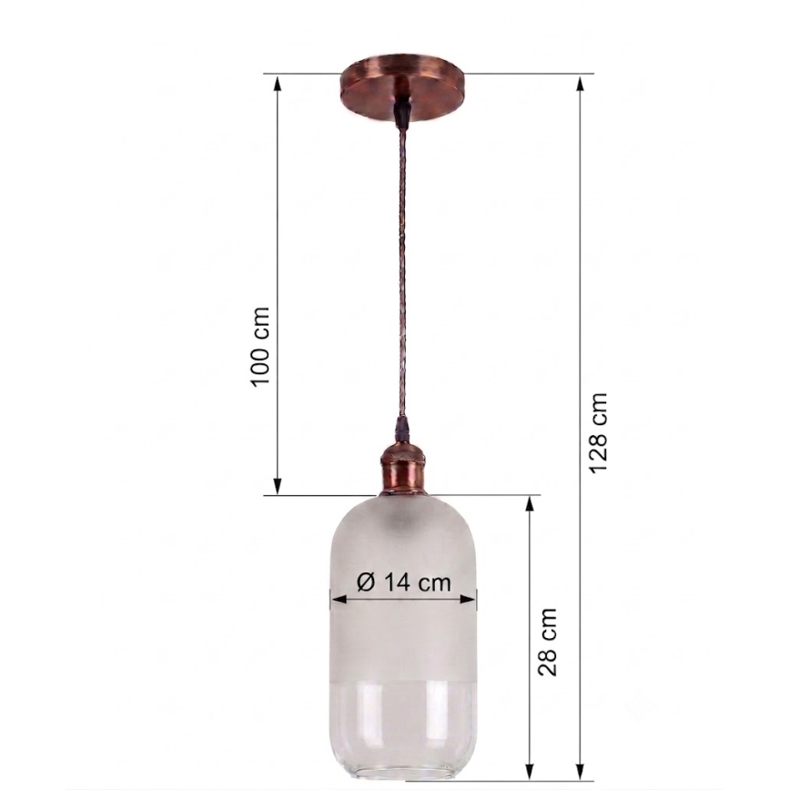 Brilagi - LED Lustr na lanku RETRO GLASS 1xE27/60W/230V pr. 14 cm měděná/bílá