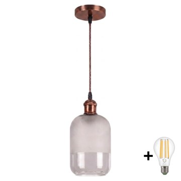 Brilagi - LED Lustr na lanku RETRO GLASS 1xE27/60W/230V pr. 14 cm měděná/bílá