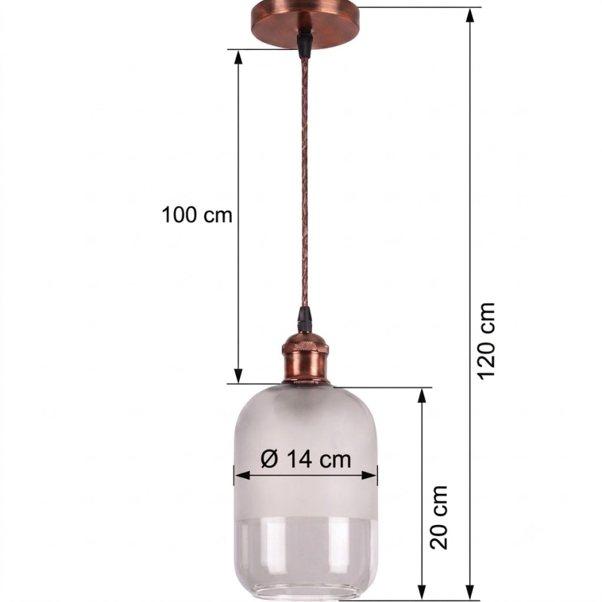 Brilagi - LED Lustr na lanku RETRO GLASS 1xE27/60W/230V pr. 14 cm měděná/bílá
